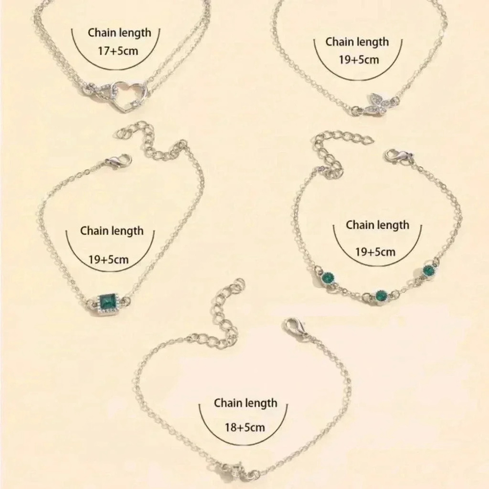 ⚠️Clearance 5pcs Silver And Green Bracelet Set - Picture 5 of 6